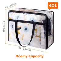 Sacs de stockage de vêtements transparents en PVC, sacs mobiles pliables en plastique 40-90L avec fermeture à glissière