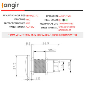 Press <strong>Button</strong> Quick Connect Solder Lug PCB Pin Terminal Push <strong>Button</strong> Switch Press <strong>Button</strong> Machine for Easy Install - Product Image 2