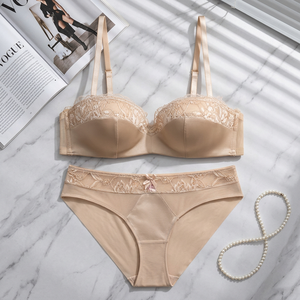 Conjunto de Lencería de Satén con Encaje para Mujer, Sujetador con Aros y Braguita, 2 Piezas, Lencería Elegante y Sexy para Mujer - Product Image 3