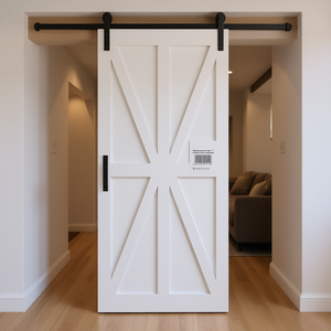 Kit de porte coulissante moderne CRAZY ELF, style étoile, 36 x 84 pouces, MDF apprêté, quincaillerie incluse - Product Image 2