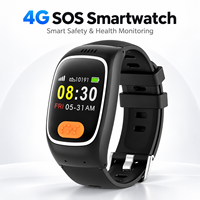 Montre connectée carrée 4G LTE GPS avec alerte de chute SOS, étanche IP67, bracelet en silicone, charge magnétique, surveillance de sécurité d'urgence pour personnes âgées