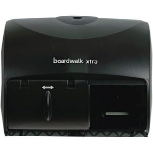 Dispensador de 2 rollos Boardwalk Xtra para papel higiénico, 11.13 x 7.38 x 8.88, negro translúcido, suministros para baño - Product Image 3