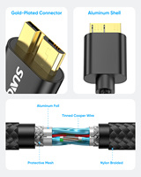 Cable de datos SUNGUY de nailon trenzado tipo C a Micro-B, cable de carga rápida para teléfono, portátil, cable de carga USB, cavo di ricarica