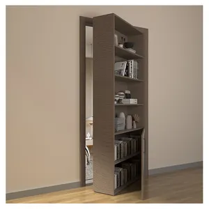 DJMI Flush Mount Multi-Functional Invisible Internal Hidden Doors Bookcase Solid Wood Door