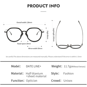 Dateline bán buôn Chất lượng cao mới nhất Thiết kế handmade cảnh tượng Khung kính titan kính khung quang học - Product Image 6