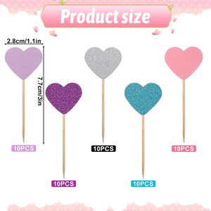Joyeux anniversaire, décorations de gâteau écologiques en paillettes, drapeaux en papier, étoiles et cœurs - Product Image 2