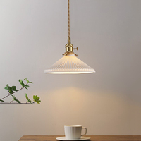 Lampe suspendue de style japonais vintage, lampe suspendue nordique pour chambre à coucher, table de chevet, en laiton antique et céramique