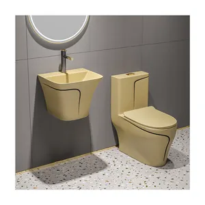 ORTONBATH Electroplating Glazed INODOROS And MAT Grey Colored Toilet Bowl Ceramic 1 Piece Water Closet Wc Toilet Set