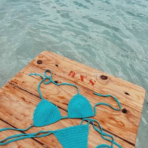 Traje de Baño de Dos Piezas OUTPACE Hecho a Mano en Spandex/Nylon, Bikini de Crochet de Color Sólido para Mujer, Talla Grande, en Oferta - Product Image 2