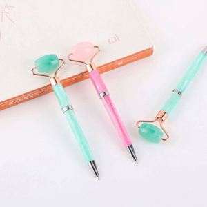 Wholesale Custom Logo Printed Luxury Jade Facial <b>Roller</b> Pen Ballpoint Pens 0.5mm Blue <b>Ink</b> Forever Pen Cute Customizable Colors - Product Image 2