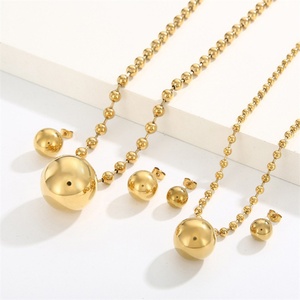 ชุดเครื่องประดับทองชุบคุณภาพสูง สร้อยคอ ต่างหู ลูกปัด - Product Image 1