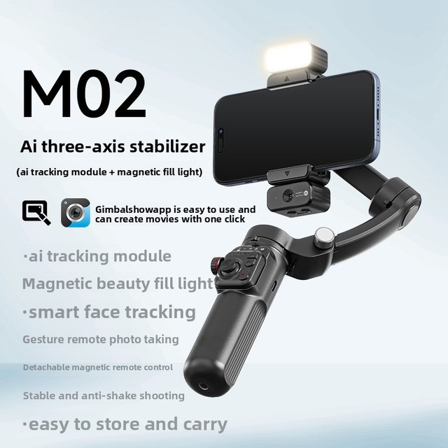 M02 Cross-Border Mobile Phone Gimbal Three- Stabilizer Intelligent Face Tracking Anti-Shake for Remote Control