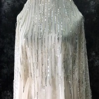 Tissu à paillettes et franges rayé brodé pour robe de danse latine, robe de mariée, costume de spectacle