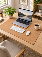 Tapis de bureau en liège souple, surface lisse, tapis de bureau antidérapant, tapis naturel pour ordinateur portable, pour écrire, dessiner, bureau à domicile