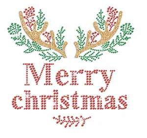 demir ayakkabı çekeceği Suppliers-Merry Christmas parıltılı geyik boynuz demir on Rhinestone