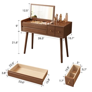 En stock aux États-Unis : <span class=keywords><strong>Coiffeuse</strong></span> moderne en bois avec éclairage LED, 4 tiroirs, gain de place, avec miroir SZT006 - Product Image 2