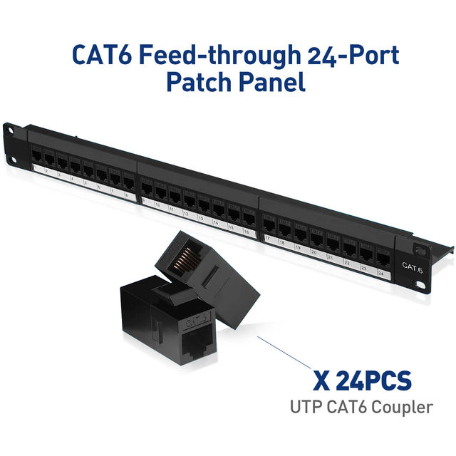 24 Port Keystone Patch Panel 1U Rack Mount RJ45 Cat6 Modular Patch Panel