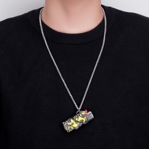 Collar con colgante para hombre, fabricado en fábrica, con encendedor y bloc de notas, nuevo diseño, estuche hueco para encendedor. - Product Image 6
