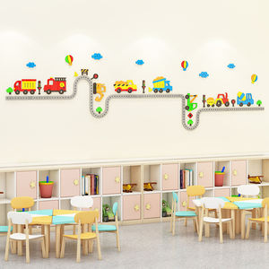 Autocollants muraux 3D amusants en acrylique imperméables imprimés UV pour chambre d'enfant, décalcomanies de voiture de dessin animé pour tête de lit de chambre de garçons - Product Image 2