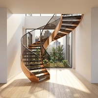 Escalier en pierre naturelle Tanlong, escalier courbé intérieur, garde-corps en verre, escalier en marbre de luxe pour villa