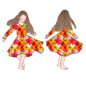 Cd-5-3 3-7 Días para Personalización Rápida de Vestidos Estampados para Niñas con Manga Larga, Vestido de Algodón para Bebés y Niñas Pequeñas - Product Image 4