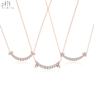 Exclusive <b>Statement</b> 18K Solid Rose Gold Natural Diamond Smile <b>Necklace</b> Everyday Wear Fine Jewelry Collection - Product Image 1