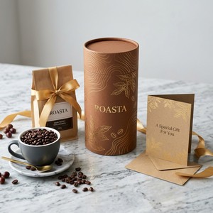 Caja de Tubo Cilíndrico Hermética de Papel Kraft Ecológico para Envasado de Granos de Café Tostado, Logotipo Personalizado, Venta al Por Mayor - Product Image 1