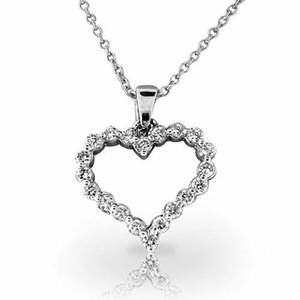 Collana con Ciondolo a Cuore in Argento 925 Placcato Rodio con Cristalli e Strass, Stile Romantico per Uso Quotidiano Femminile - Product Image 1