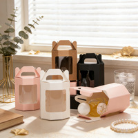 Boîtes cadeaux en papier kraft avec fenêtre transparente et poignée, contenants d'emballage pour biscuits et bonbons, pour les cadeaux de mariage et l'emballage de petits articles