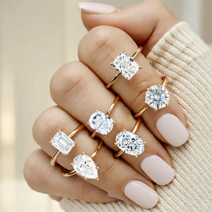Oferta Especial Starsgem, Anillo de Diamantes Solitario con Certificado IGI, Oro Blanco, Amarillo o Rosa de 14K, Diamante Cultivado en Laboratorio de 1 Quilate, Corte Pera, Corazón o Cuadrado - Product Image 1