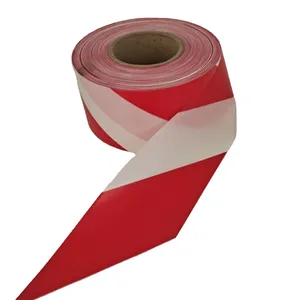 Cinta de Advertencia de Seguridad Biodegradable de Alta Visibilidad, Roja y Blanca, Personalizable - Product Image 1