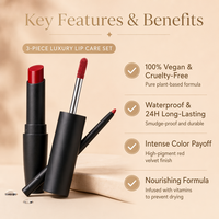 Kit de Labios de 3 Piezas HKH, Marca Privada OEM ODM, Delineador de Labios, Brillo Labial, Lápiz Labial Vegano, Resistente al Agua, Larga Duración, Logotipo Personalizado