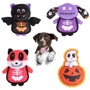 4 Pack Wholesale New Arrival Halloween Series Design Pet Puppy Toy Dog Squeaky Toys Plush Dog Toy
