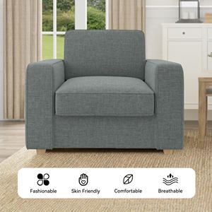 Sillón Convertible de Tela con Esponja de Alta Densidad, Reposabrazos Anchos, Diseño Curvo, Muebles para Sala de Estar, Dormitorio, Salón, Comedor - Product Image 3