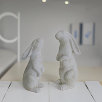 Lianda Antique Style Jardin Animal Figurine Mignon Ciment Lapin Statue pour Cour Décoration Knick-Knacks
