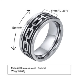 Fashion New Design Black Enamel Spinner <b>Ring</b> Gold Plated <b>Rings</b> <b>for</b> <b>Men</b> - Product Image 2