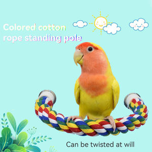 Qbellpet jual cepat warna-warni tali katun Perch burung dengan bel memanjat Bar burung Bungee mainan burung beo mengunyah mainan - Product Image 5