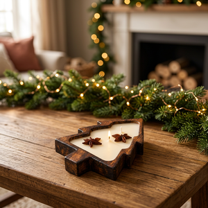 Bougie décorative artisanale moderne sans flamme, écologique, en cire de soja, parfumée, en forme de sapin de Noël, 40 Diwali - Product Image 3