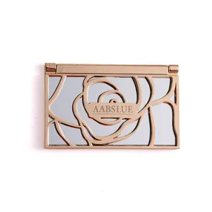 Hot Selling Mother's Day Gift Hand Mirror Logo Custom Carved Rose Zinc Alloy Mirror Makeup Single Side Mirror
