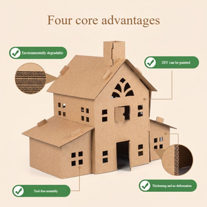 Casa para Mascotas Moderna de Cartón para Manualidades, Pintable, Casa para Gatos de Papel, Kit de Proyecto Artístico Hecho a Mano para Mascotas Pequeñas - Product Image 2
