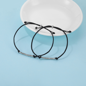 Friendship Stainless Steel Bead Cord <strong>Morse</strong> <strong>Code</strong> <strong>Bracelet</strong> Adjustable <strong>Bracelet</strong> - Product Image 3