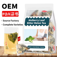 Té Premium Orgánico Saludable de 6 Hierbas con Hoja de Morera y Melón Amargo 150g Marca WANFU en Bolsitas Piramidales, Apoya el Cuidado del Azúcar en Sangre y los Lípidos