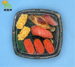 New hot bán sản phẩm dùng một lần nhựa sushi vuông khay