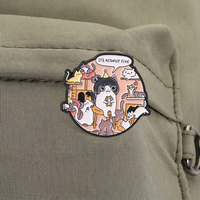 Broche en émail motif groupe de chats de dessin animé, avec slogan original, en alliage de zinc, pour sac à dos, veste, chapeau, revers, décoration et objet de collection