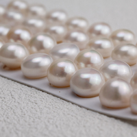 Perles de culture d'eau douce naturelles 12-13mm/12.5-13mm AAAA blanches à demi-trou pour boucles d'oreilles et pendentifs DIY