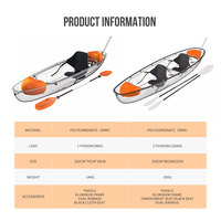 Kayak transparent en cristal pour deux personnes, léger et adapté aux lacs et rivières calmes, directement du fournisseur