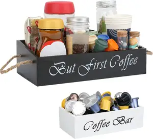 New product wood coffee bar accessories decoration box, coffee tea bag cup distribution