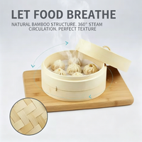 Panier vapeur en bambou naturel, idéal pour la cuisson à la vapeur des dim sum, des bao buns et des légumes, sans danger pour les aliments