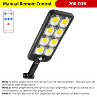 Lampe Solaire Extérieure COB 200 LED IP65 pour Jardin et Maison, Éclairage 6000K Lumière du Jour 1000lm avec Capteur de Mouvement et de Lumière - Vente en Gros