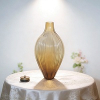 Meilleur ensemble de vases décoratifs en verre gris de grande taille, forme citrouille délicate, finition givrée pour la décoration intérieure, vases en verre cristal de qualité supérieure